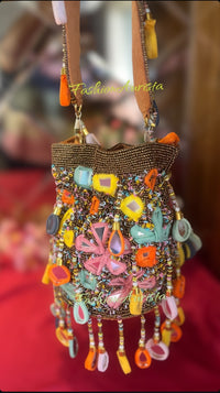 MIRROR TASSELS POTLI