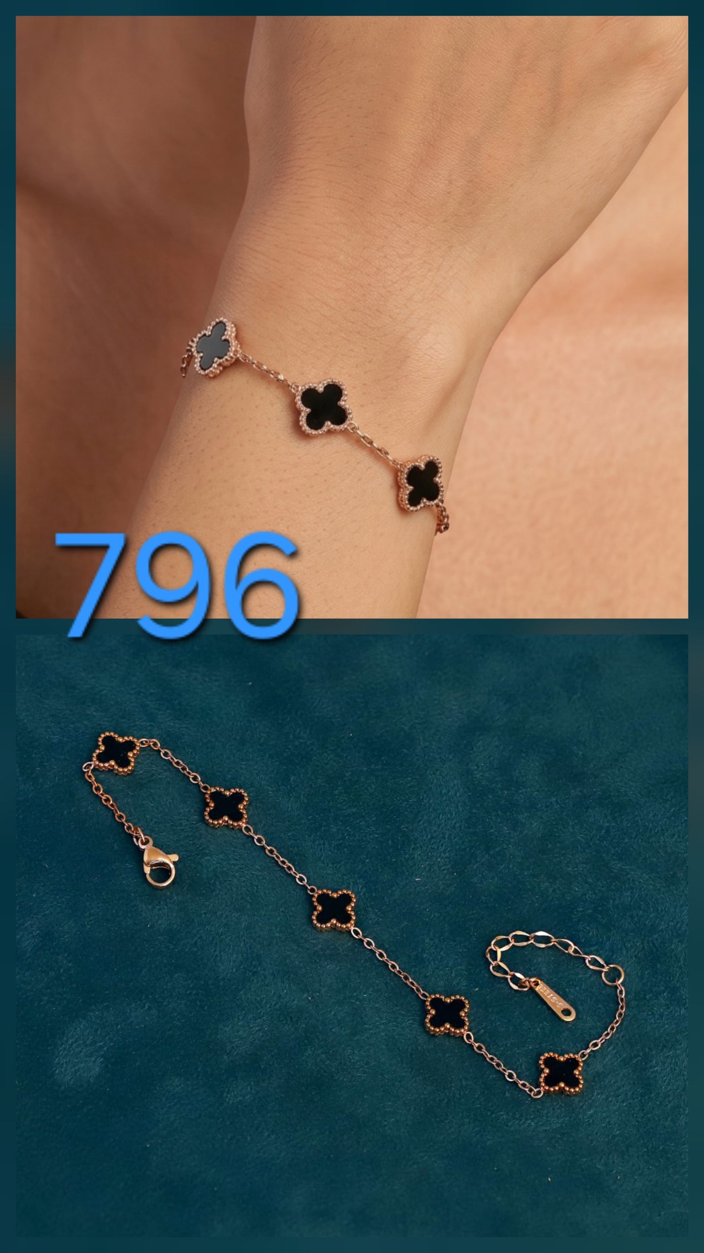 BLACK CLOVE CHAIN BRACELET