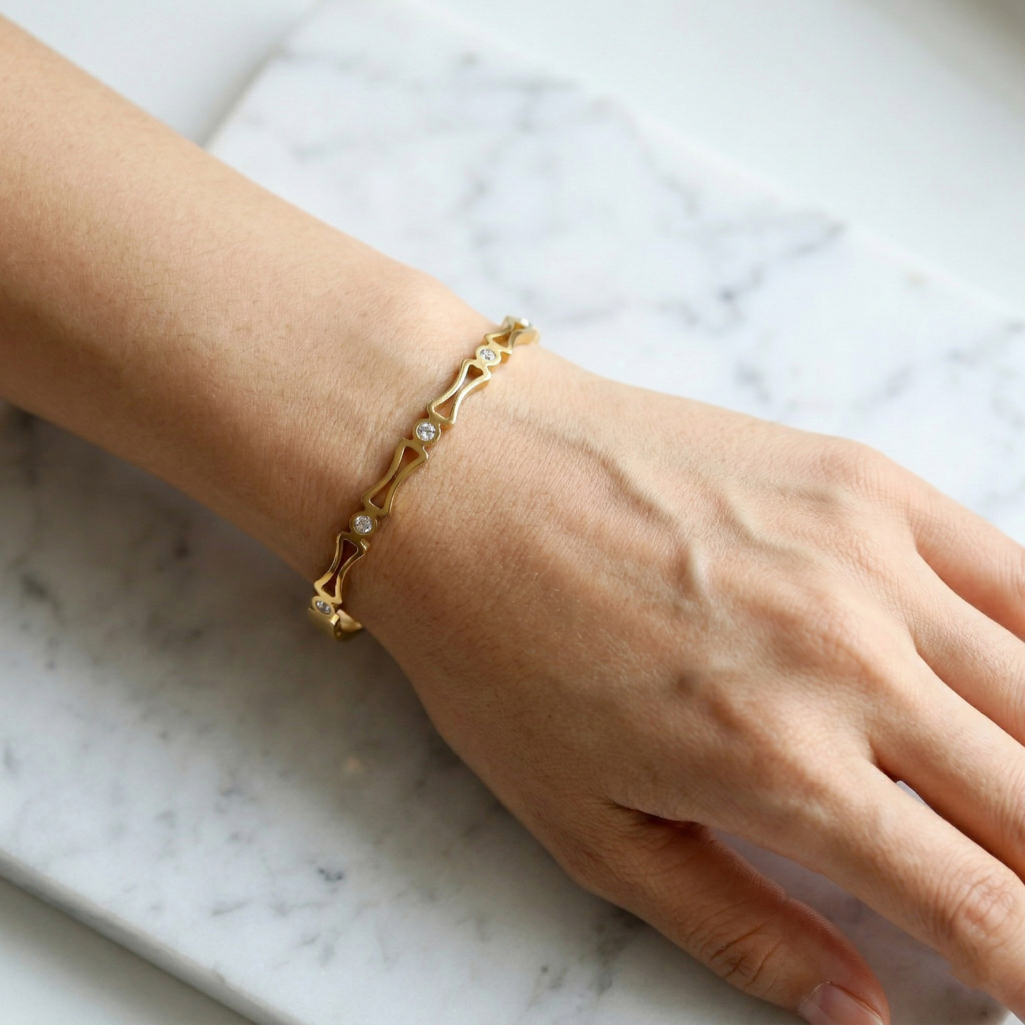 RECT STONE BANGLE BRACELET