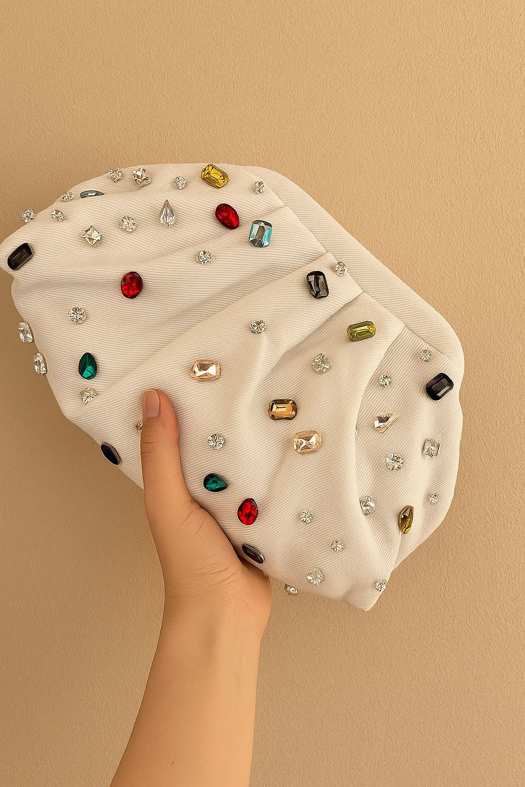 STUDDED DENIM POUCH