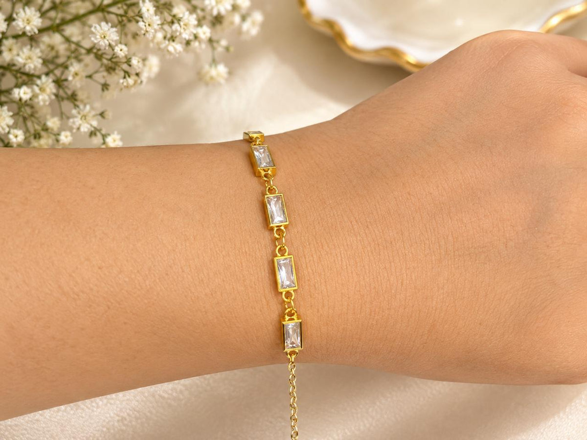 4 STONE CHAIN BRACELET