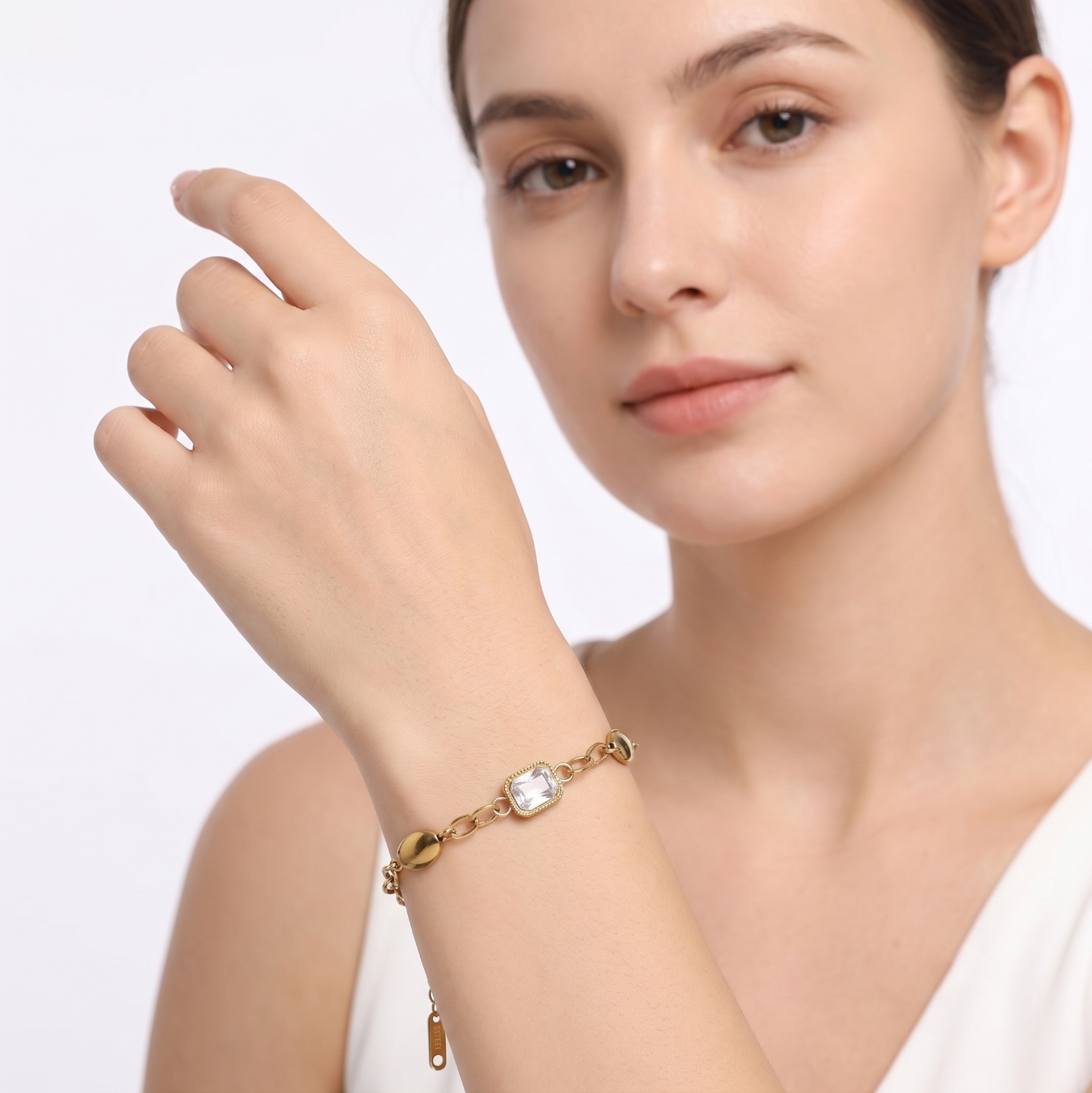 CRYSTAL STONE GOLD BRACELET