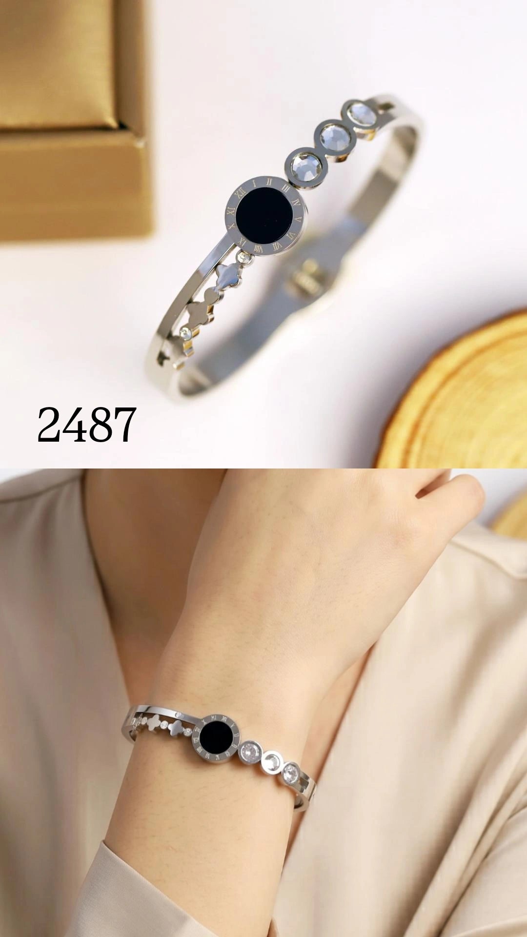 BLACK STONE SILVER BRACELET