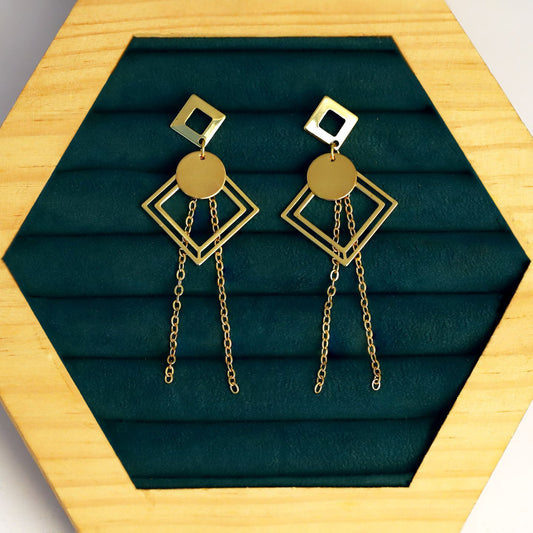 DOUBLE RHOMBUS SHAPED EARRING