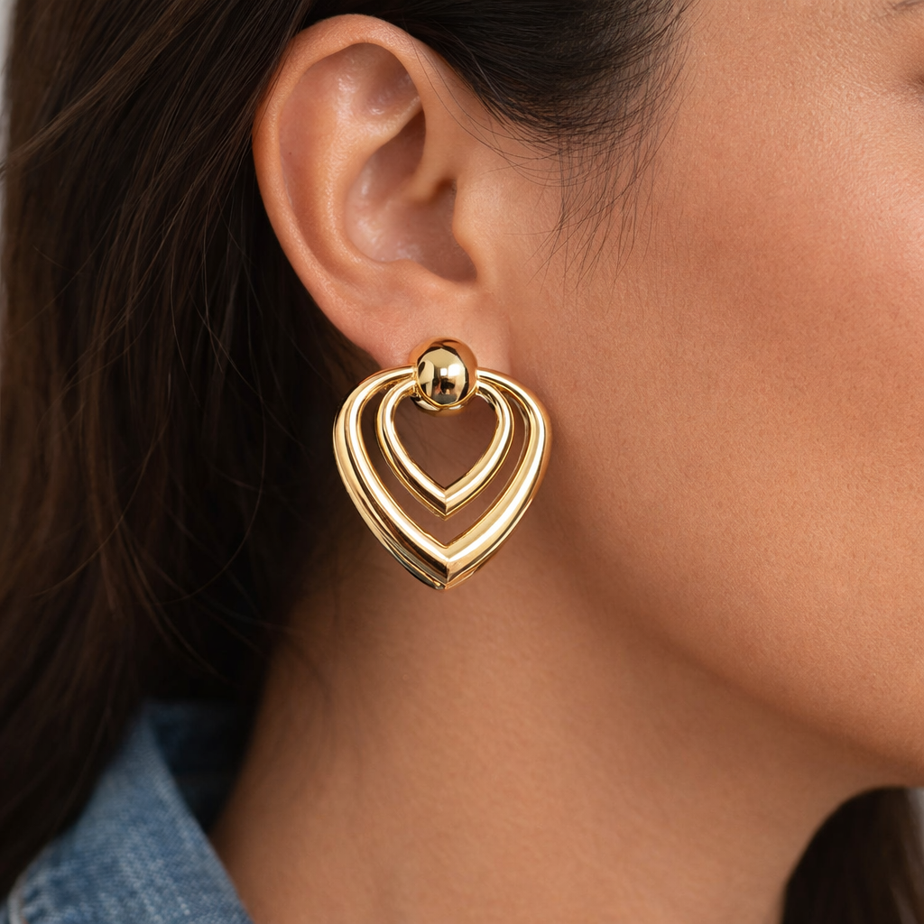 LAYERED HEART EARRING