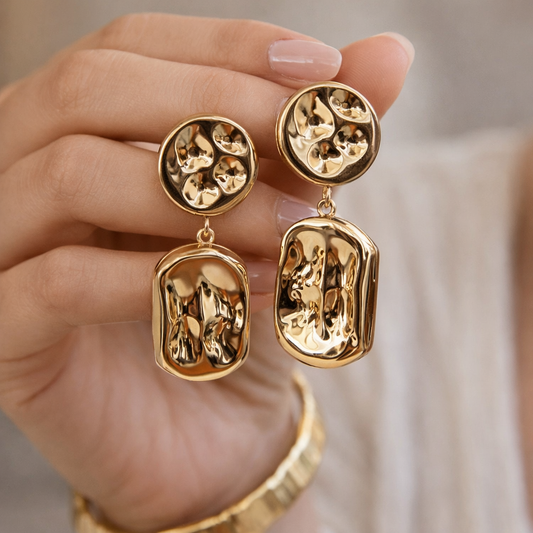 RECTANGLE ROUND EARRING