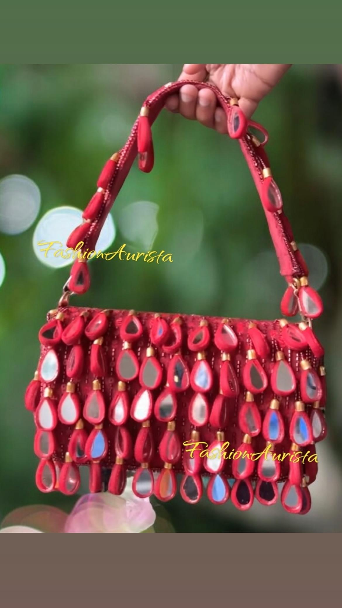 MIRROR TASSELS FLAP BAG