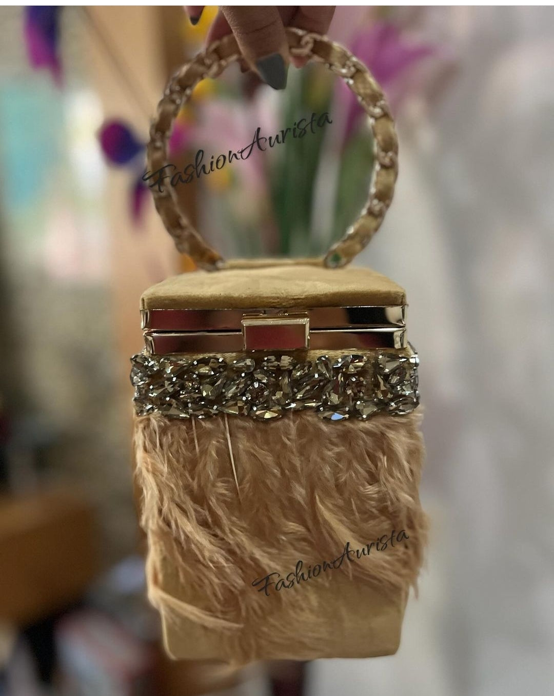 FUR BANGLE FLAP BAG