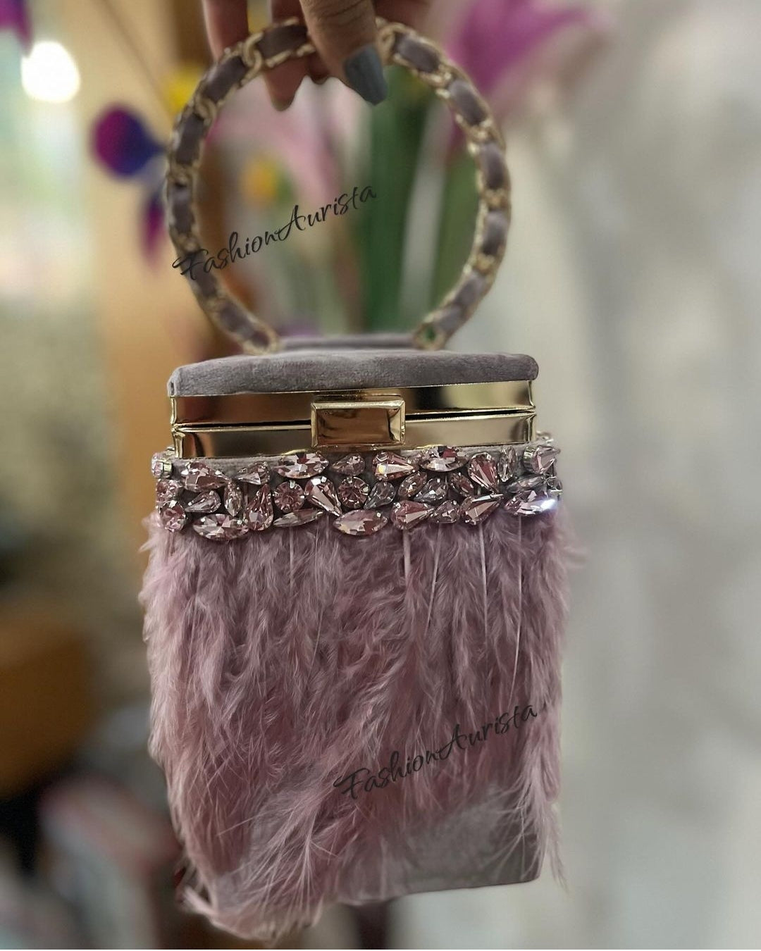 FUR BANGLE FLAP BAG