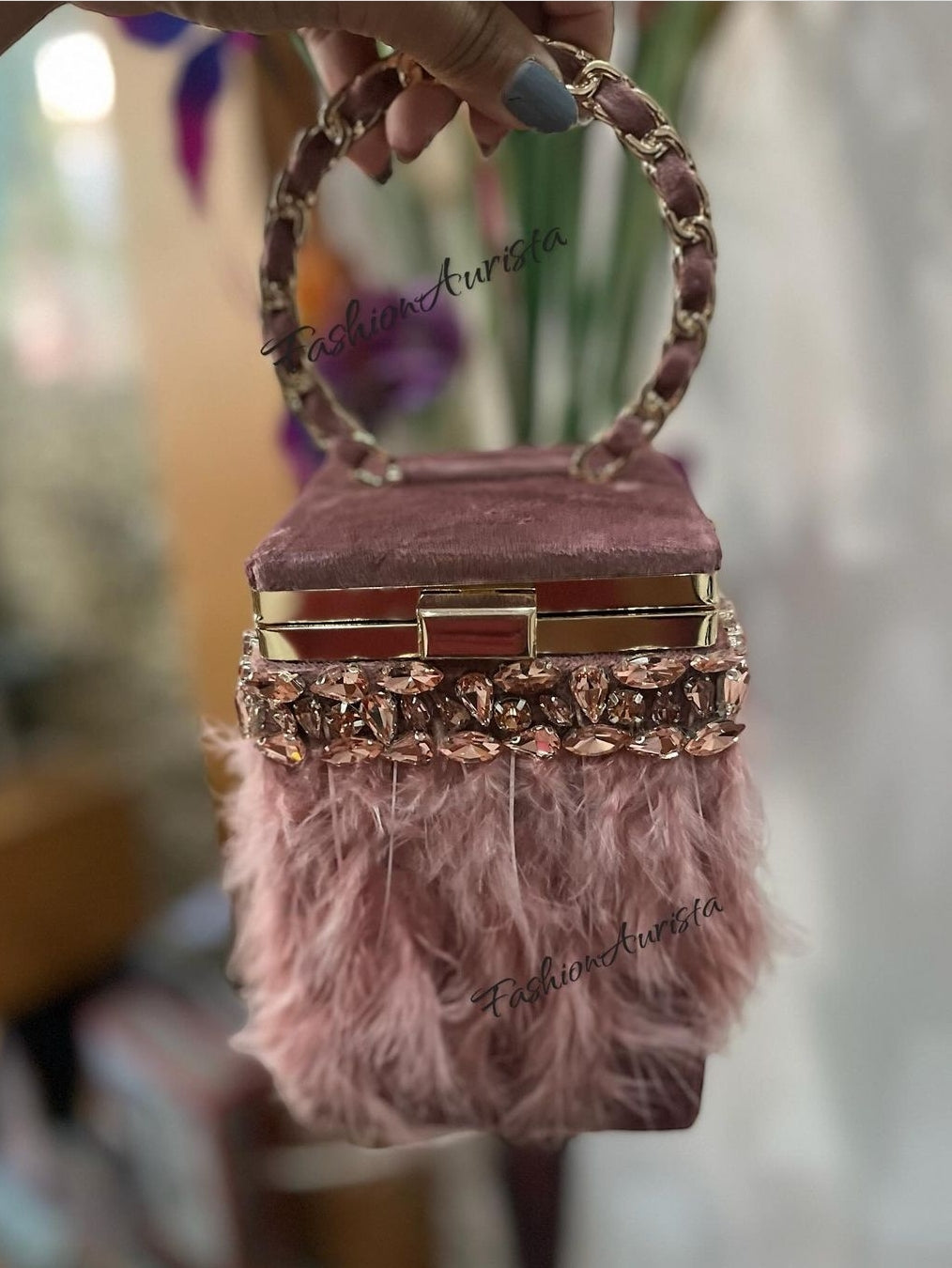 FUR BANGLE FLAP BAG