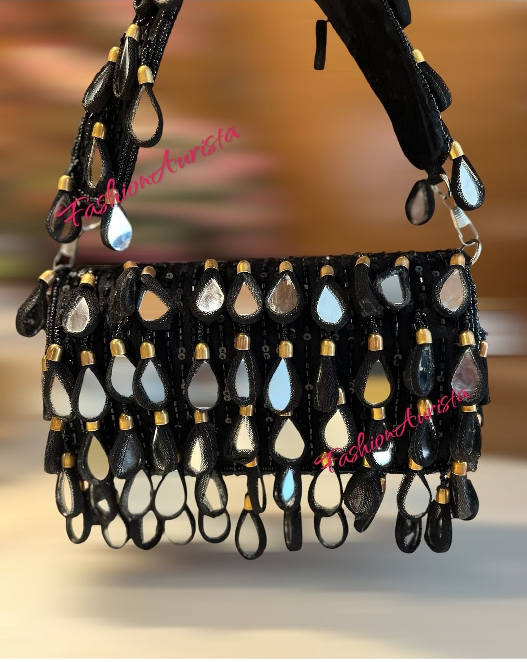 MIRROR TASSELS FLAP BAG