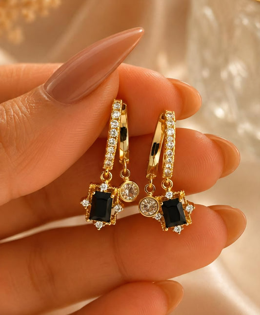 RECT STUDDED EARRING