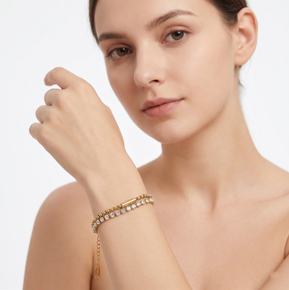 DOUBLE LAYERED TENNIS BRACELET