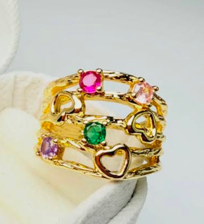 MULTI HEART RING