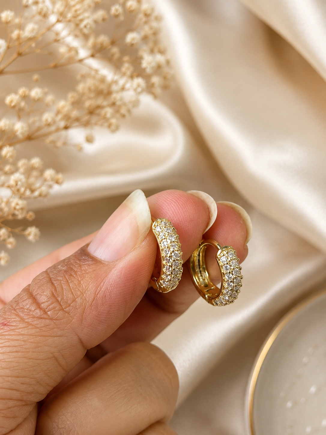 STUDDED HOOP EARRINGS