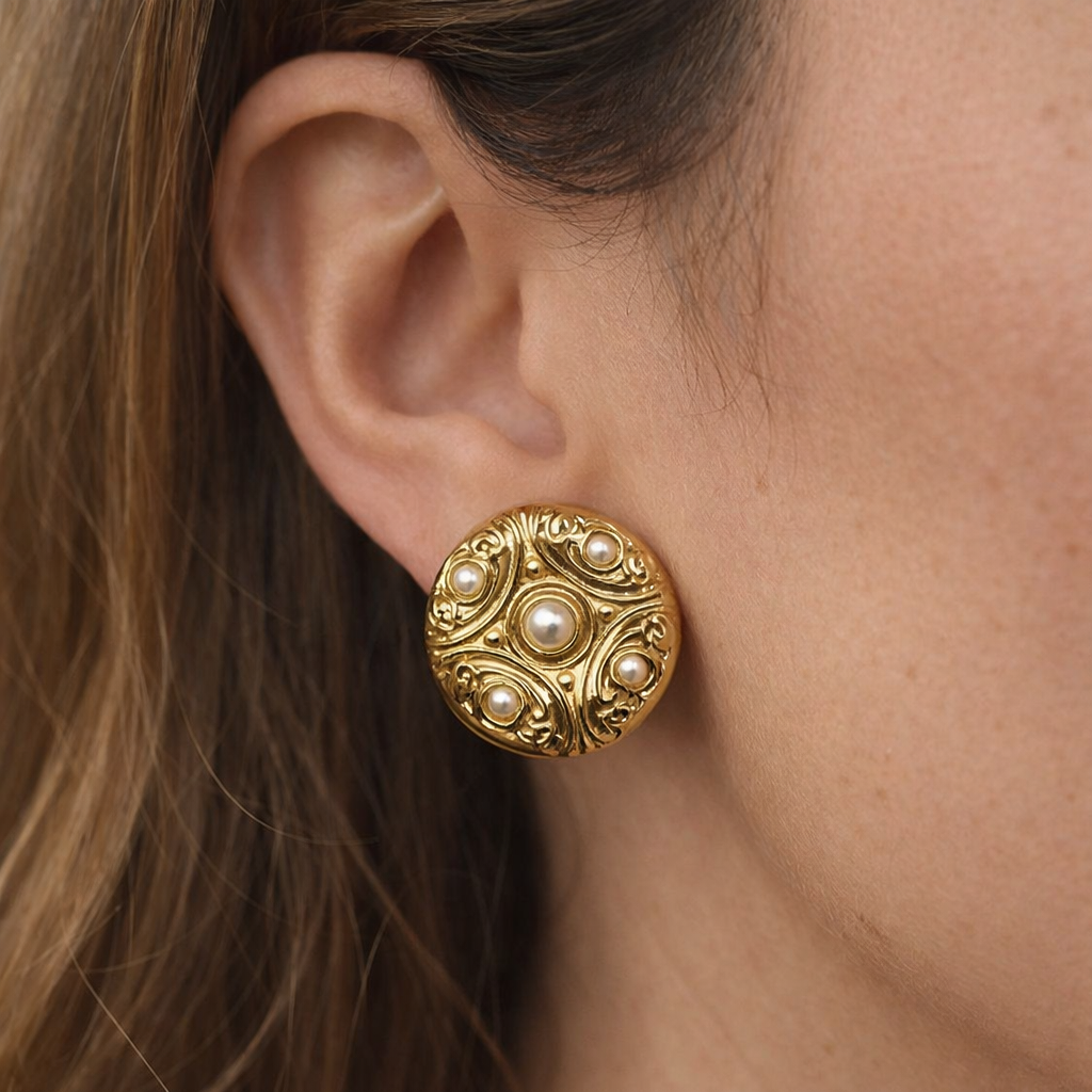 PEARL ROUND EARRING