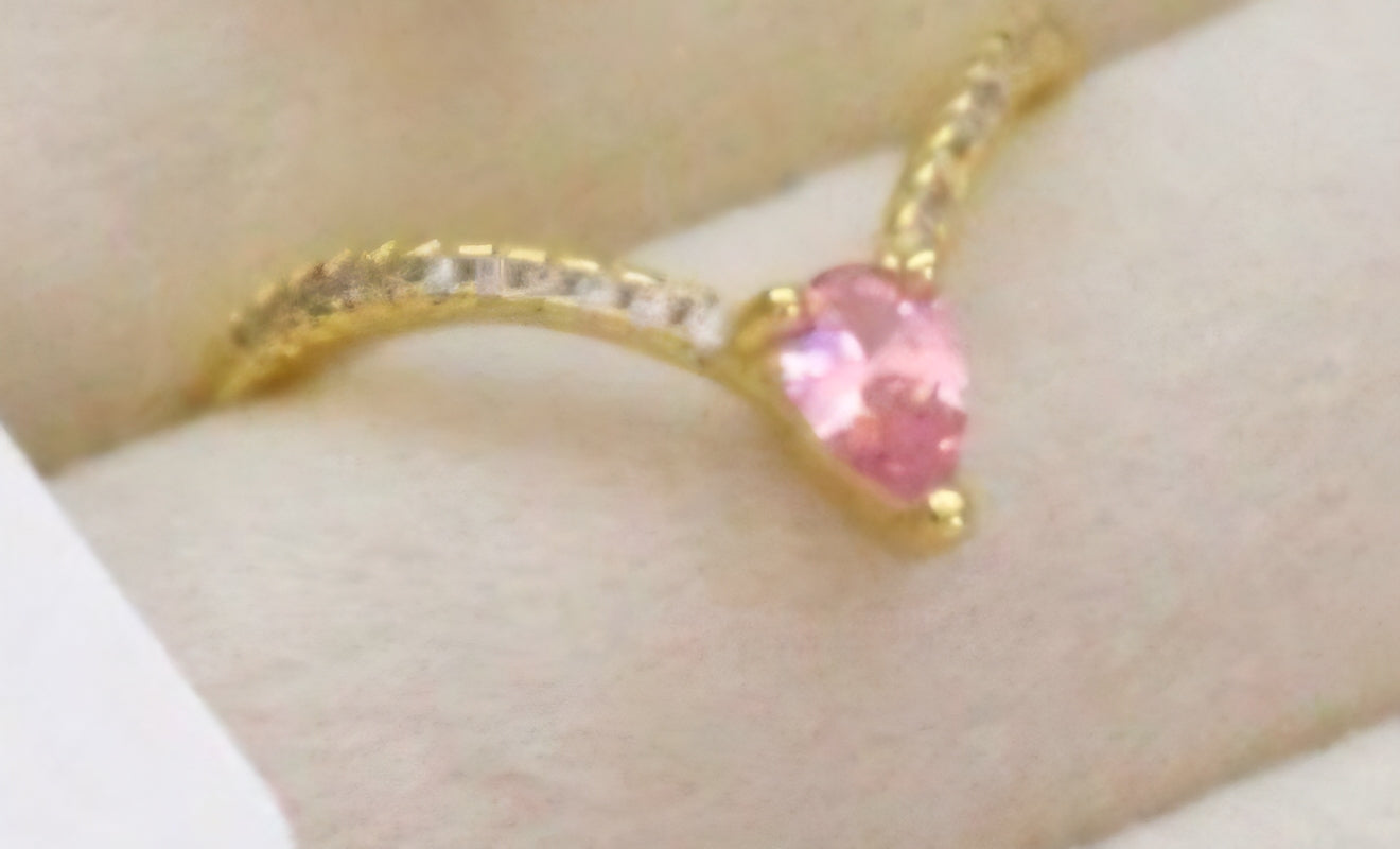 V STUDDED PINK STONE