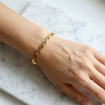 RECT STONE BANGLE BRACELET
