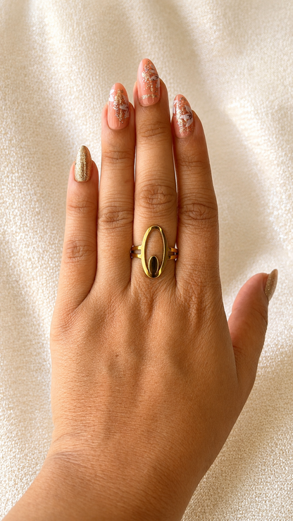 BIG OVAL DOULBLE CIRCLE RING