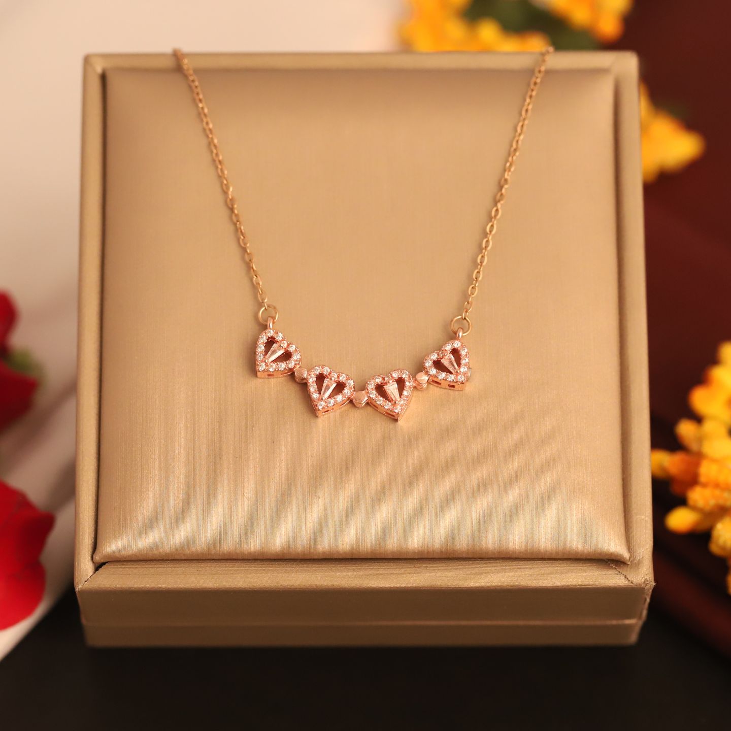4 HEART NECKLACE