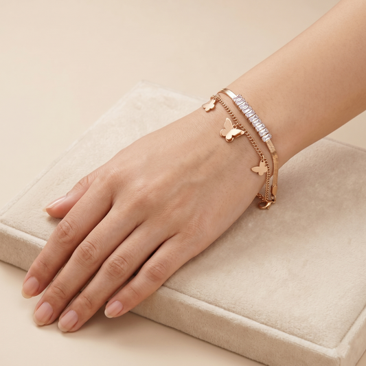 DUAL CHAIN BUTTERFLY BRACELET