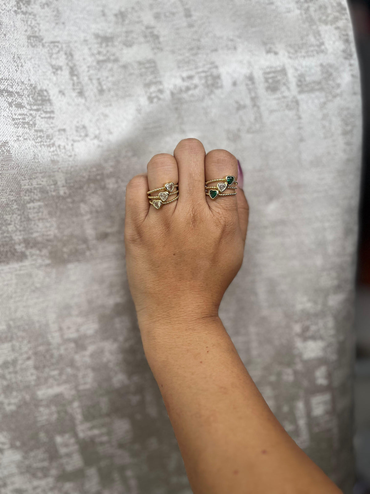TRI HEART STONE RING