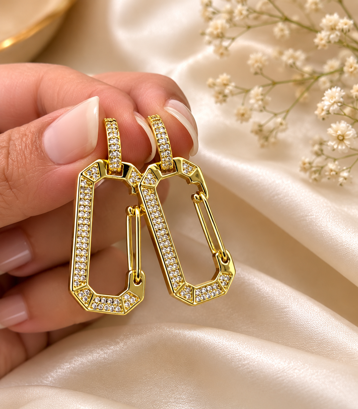 RECT STUDDED EARRING