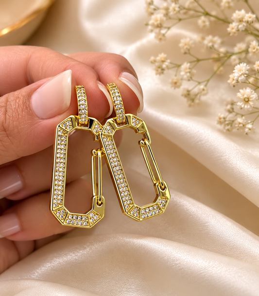 RECT STUDDED EARRING
