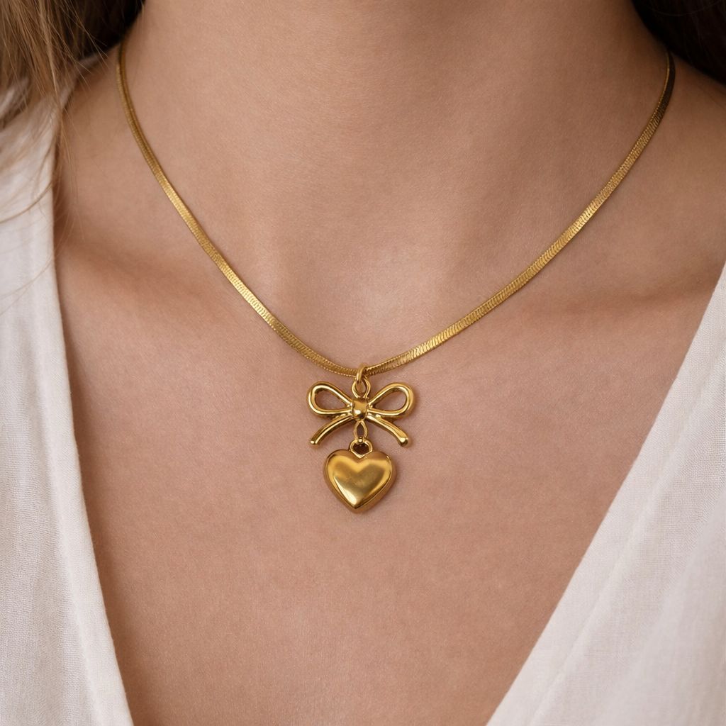 BOW HEART NECKLACE