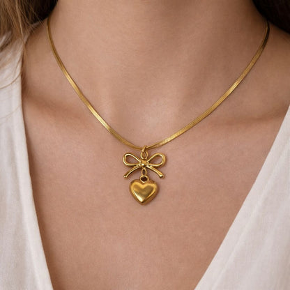 BOW HEART NECKLACE