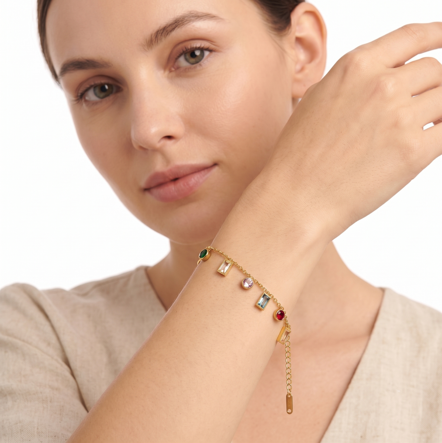 MULTI COLORED STONE BRACELET