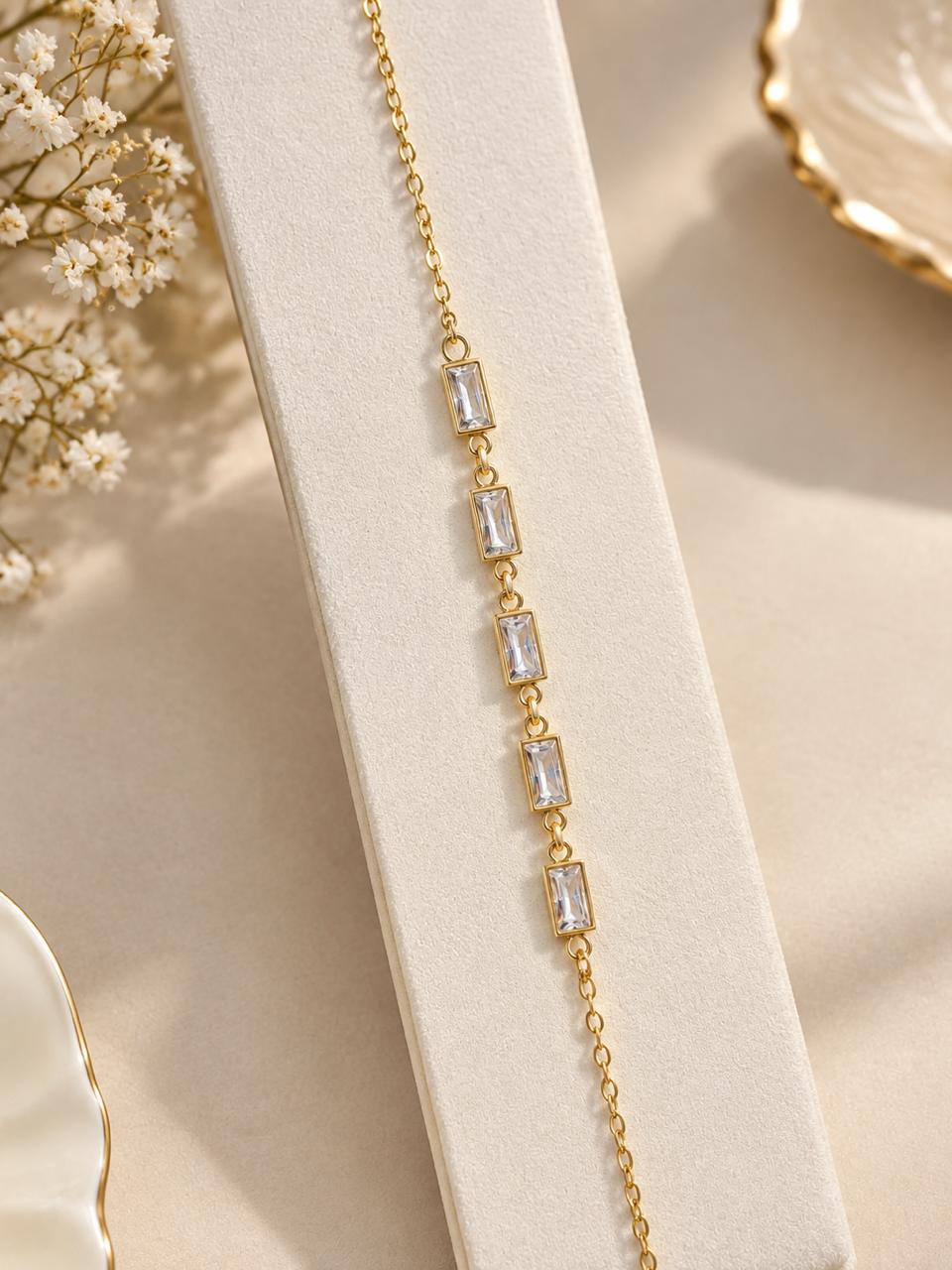 4 STONE CHAIN BRACELET