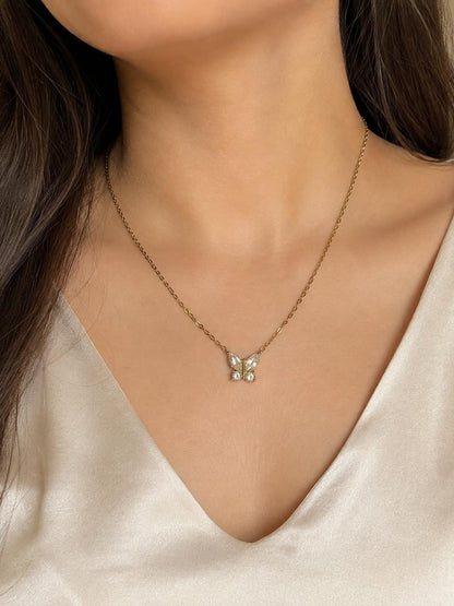 BUTTERFLY STUDDED NECKLACE
