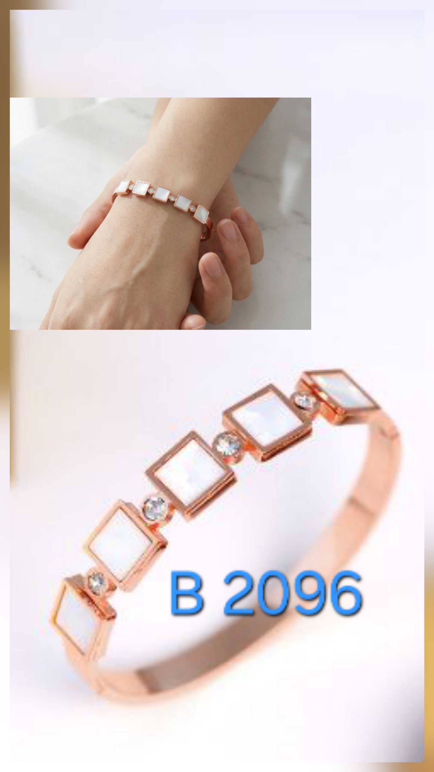 WHITE SQ STONE BRACELET