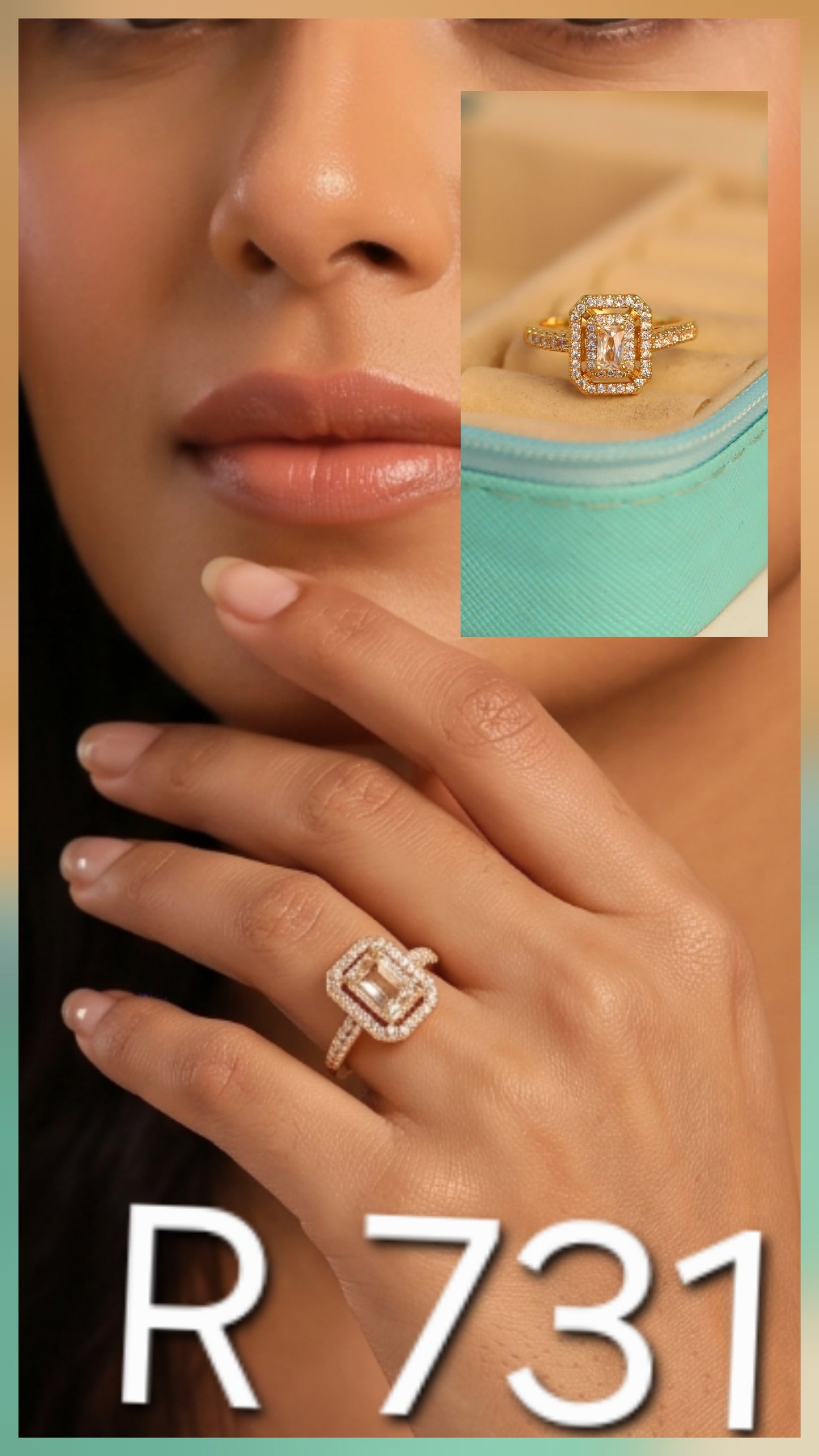 RECT STUDDED RING