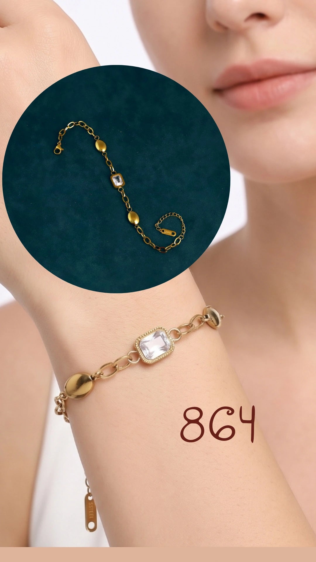 CRYSTAL STONE GOLD BRACELET